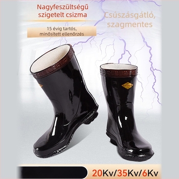 Constant Poly szigetelt gumibakancsok villanyszerelőknek, magas szárú, könnyű, nagyfeszültség elleni védelem