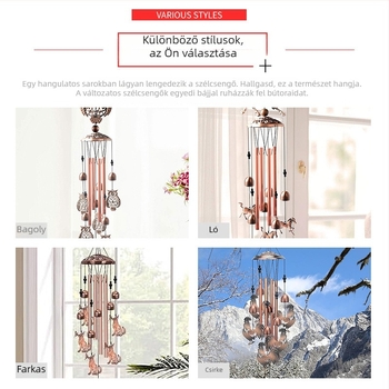 Fém madár szélcsengő – kültéri kertbe való függő dekoráció