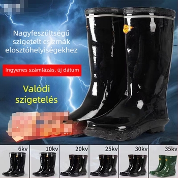 Szigetelt gumicsizma villanyszerelőknek, magas és alacsony kivitelben, 6–30 kV