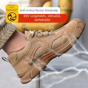 Szigeteltséggel ellátott védőcipő ütés- és átszúrásállósággal, 6 kV, velúr borjúbőr, alacsony fazon, műanyag orrvédő