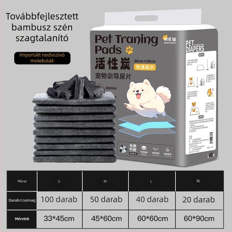 Kutyapisi alátétek, háziállat-pelenkák, macska- és nyúlabszorbens alátétek, edzőalátétek, bambuszszén dezodoráló