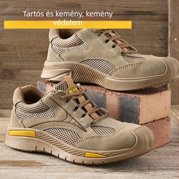 Acélorrú munkavédelmi cipő, ütés- és perforáció elleni védelem, alacsony felsőrész, négy évszakos férfi munkacipő, velúr és flyknit háló