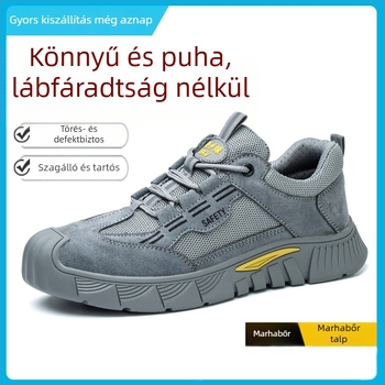 Férfi munkavédelmi cipő ütés- és perforáció elleni védelemmel, 6 kV-os szigetelés, nyári légáteresztés, könnyű, biztonságos, velúr bőrből