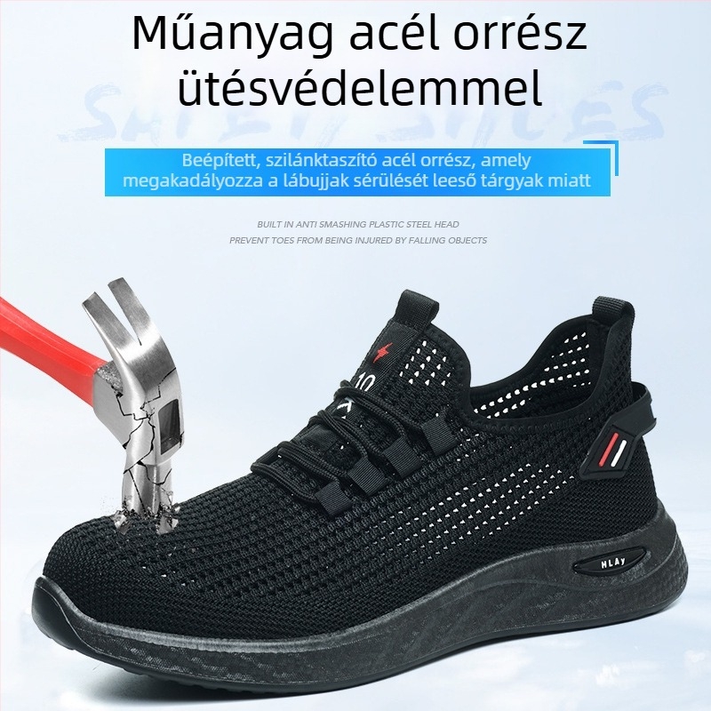 Férfi nyári légáteresztő munkavédelmi cipő, ütés- és perforációálló, kényelmes, szagtalan, kopásálló, szigetelt 10 kV elektromos munkacipő