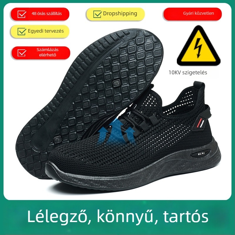Férfi nyári légáteresztő munkavédelmi cipő, ütés- és perforációálló, kényelmes, szagtalan, kopásálló, szigetelt 10 kV elektromos munkacipő
