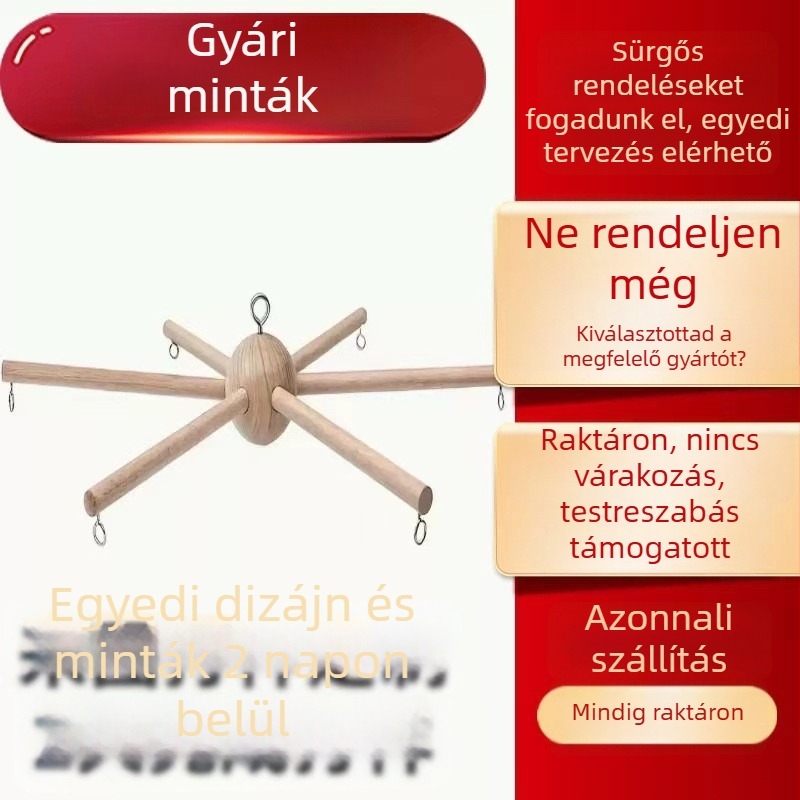 Kézzel készített fa szélharang függő, nyugati stílus, zacskóban csomagolva, 15 cm