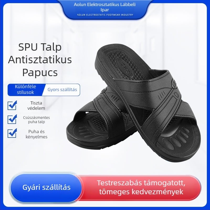 SPU antistatikus papucs tiszta helyiségekhez, alacsony bokával, csúszásmentes, porálló, testreszabható