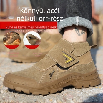 Új acélmentes védőcipő marhabőrből, hegesztőknek, könnyű, lélegző, égésálló, szúrásálló, ultra-könnyű építkezési helyszínre
