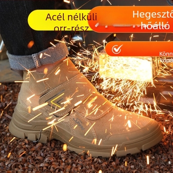 Új acélmentes védőcipő marhabőrből, hegesztőknek, könnyű, lélegző, égésálló, szúrásálló, ultra-könnyű építkezési helyszínre