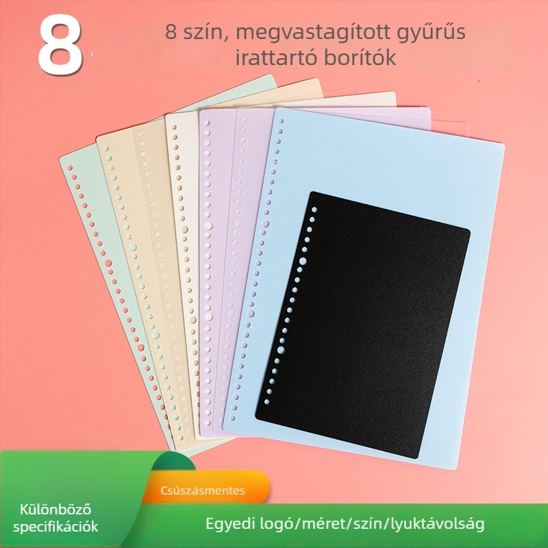 A4/A5/B5 gyűrűs levéltartófedél matt felülettel, 26 lyuk, testreszabható