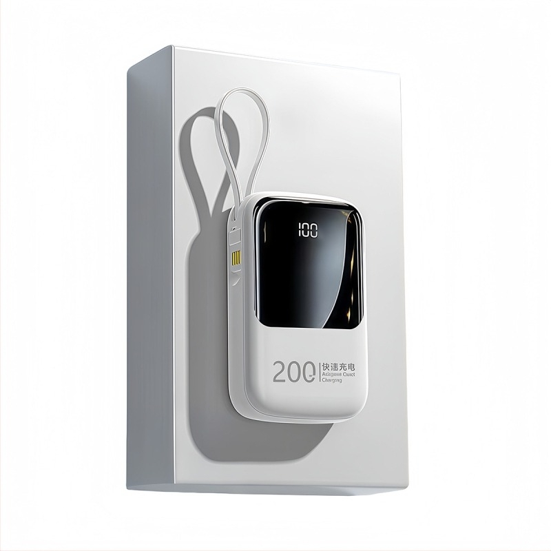 Epcbook 3C-s tanúsított power bank, 20000 mAh, kompakt, beépített kábellel, PD 2.0 gyorstöltés, több USB-kimenet