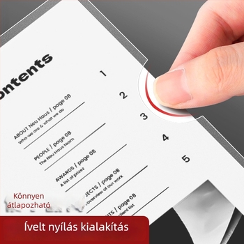 Megvastagodott A4-es L-formátumú mappa átlátszó vízálló betétzsebekkel, egyetlen csipesz, L-csipesz, kétoldalas dokumentumok rendezésére