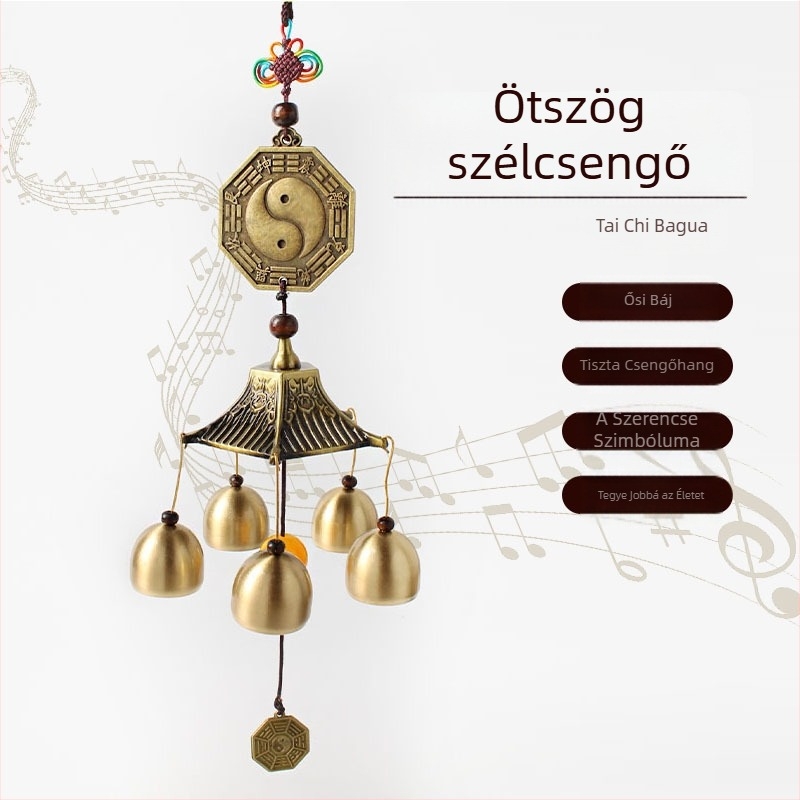 Retro ötvözetű Tai Chi Bagua szélcsengő – függő dekoráció bejárathoz