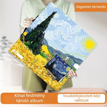Kínai festészethez való négyzetes mappa, 33×33 cm és 40×40 cm – kör alakú papírművek albuma