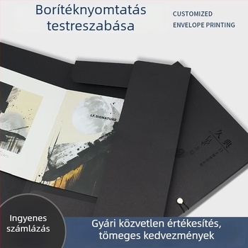 A4-es fekete mappa egyedi borítóval és arany nyomással