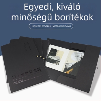 A4-es fekete mappa egyedi borítóval és arany nyomással