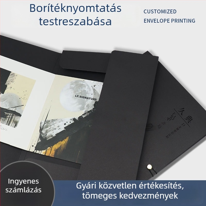 A4-es fekete mappa egyedi borítóval és arany nyomással