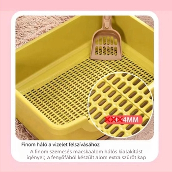 Két rétegű macskaalomtál dezodoráló fiókkal, csöpögésmentes, hordozható kis- és nagytestű macskáknak