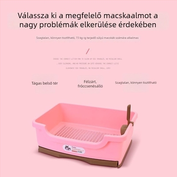 Két rétegű macskaalomtál dezodoráló fiókkal, csöpögésmentes, hordozható kis- és nagytestű macskáknak