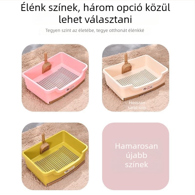 Két rétegű macskaalomtál dezodoráló fiókkal, csöpögésmentes, hordozható kis- és nagytestű macskáknak