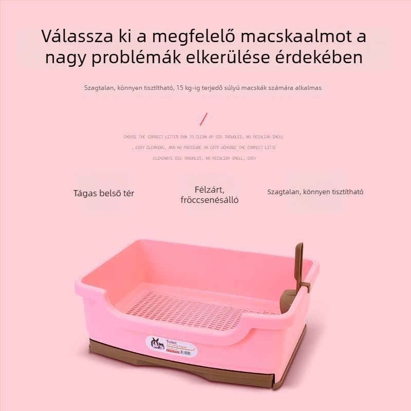 Két rétegű macskaalomtál dezodoráló fiókkal, csöpögésmentes, hordozható kis- és nagytestű macskáknak