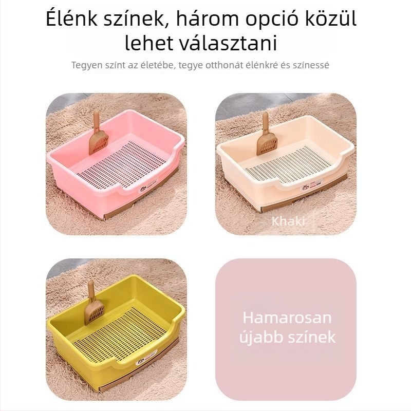 Két rétegű macskaalomtál dezodoráló fiókkal, csöpögésmentes, hordozható kis- és nagytestű macskáknak