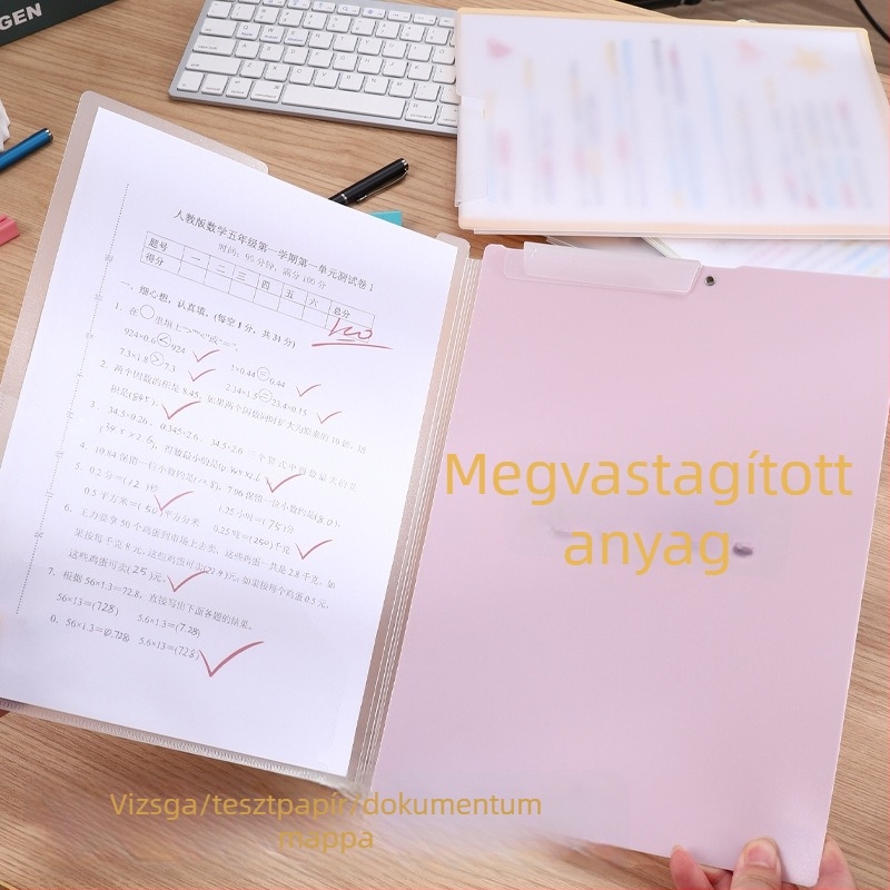 A3-as méretű mappa forgó színes klippel, függőleges kialakítás, egyszerű egycsipeszes rendezés tesztlapok és dokumentumok számára