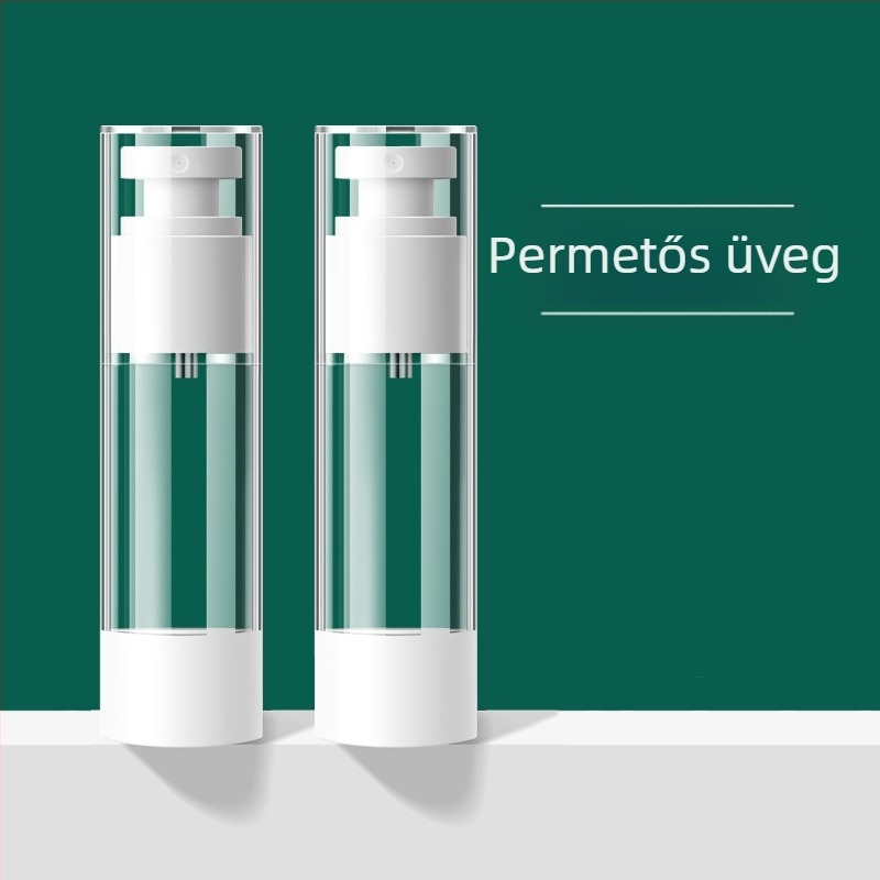 Utazási vákuumos adagoló palack permetezővel – víz és emulzióhoz, átlátszó hordozható kozmetikai minta