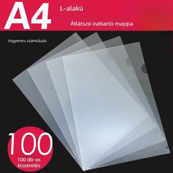 A4-es L-formájú átlátszó mappa, kétoldalas zsebbel, dokumentum rendező