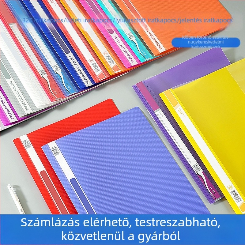 Kétlyukas, 320 modellű üzleti mappa perforált, riportmappa, twill mintázatú, fényes és matt felülettel, oldallemezes rendező
