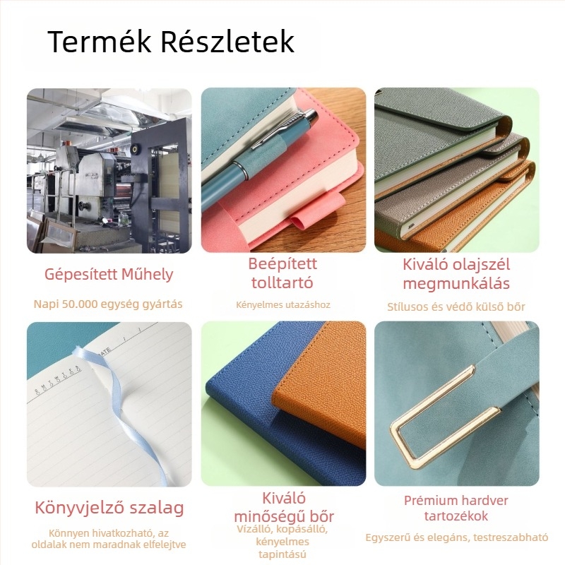 Személyre szabott A4-es méretű, nagy kapacitású PU bőr irattartó iroda számára