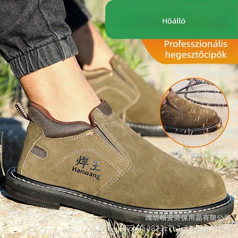 Gumi talpú biztonságcipő, ütésálló, hőálló, slip-on kivitelű munkacipő hegesztéshez, szikravédett