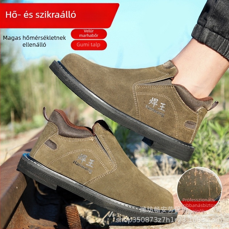 Gumi talpú biztonságcipő, ütésálló, hőálló, slip-on kivitelű munkacipő hegesztéshez, szikravédett