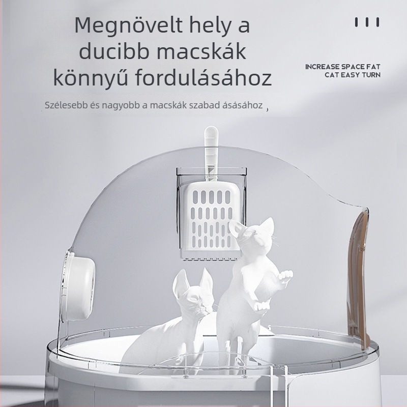 Nagy kapacitású fiókos macska toalett szagtisztító modullal, zárt kialakítással