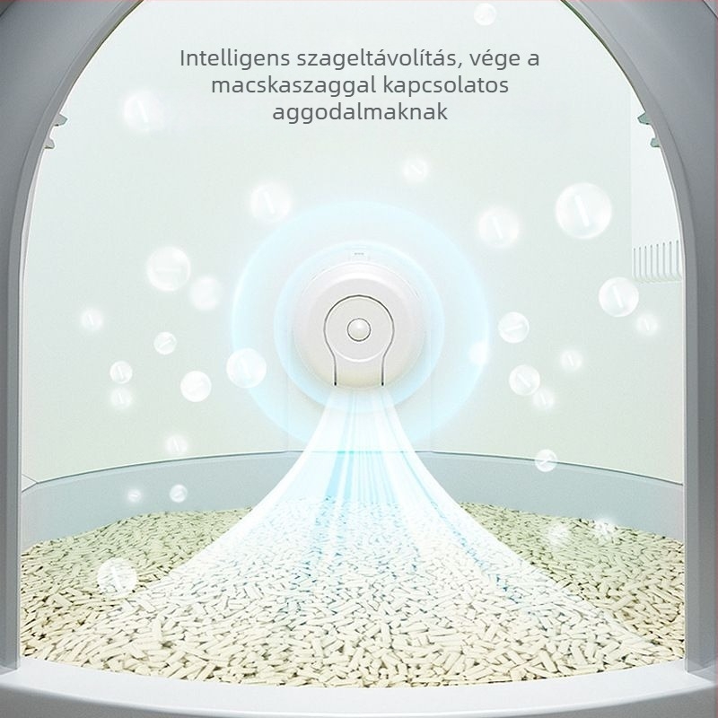 Nagy kapacitású fiókos macska toalett szagtisztító modullal, zárt kialakítással