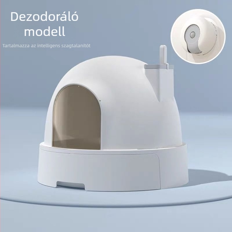 Nagy kapacitású fiókos macska toalett szagtisztító modullal, zárt kialakítással