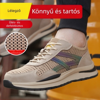 Férfi munkavédelmi cipő acél orrvédővel, könnyű, nyáron lélegző, ütés- és áthatolásálló