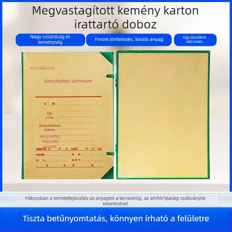 10 darab kartondoboz fájlok tárolására városi építkezés dokumentumaihoz, logónyomtatási lehetőséggel, modell A4-1, méretek 31,5 x 22,5 x 4/5 cm