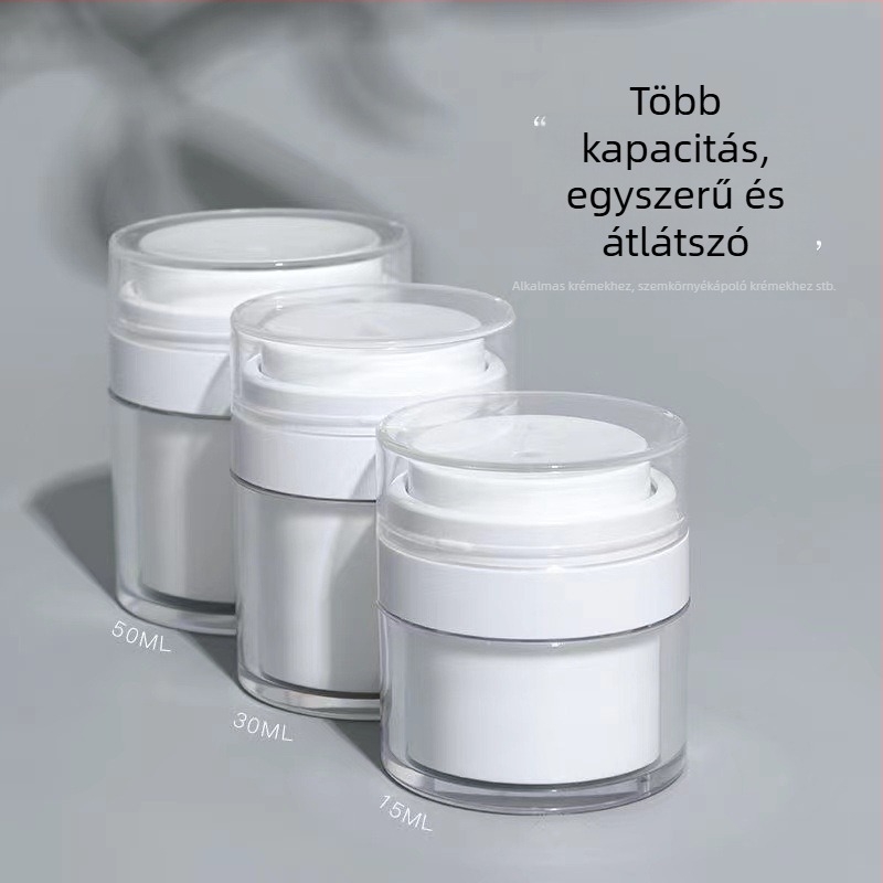 Légmentes pumpás kozmetikai üveg krémhez és lotionhoz – hordozható üres adagoló, 15/30/50 g, ABS, ezüst perem
