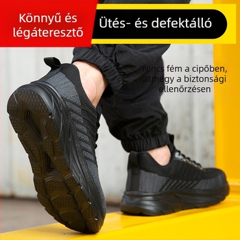 Könnyű, csúszásmentes munkavédelmi cipő EVA talppal — ütésálló, átszúrás elleni védelem, acél orr, kopásálló egész éves munkacipő