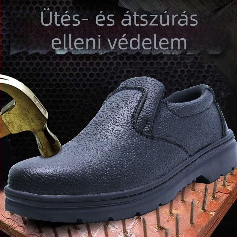Férfi munkavédelmi cipő acélorrú, ütés- és áthatolás elleni védelemmel, könnyű slip-on munkacipő Ultrafilm bőrrel