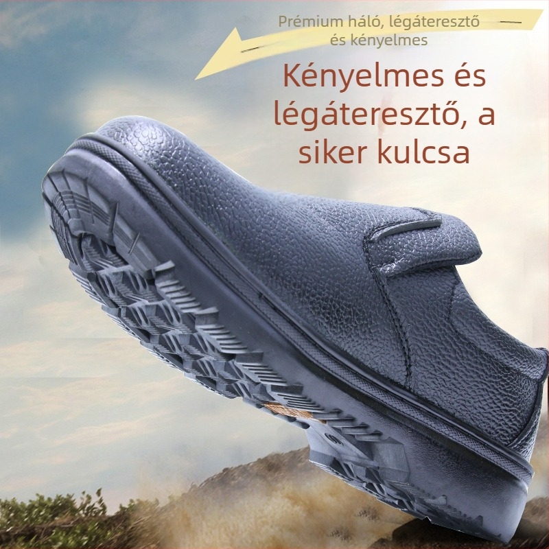 Férfi munkavédelmi cipő acélorrú, ütés- és áthatolás elleni védelemmel, könnyű slip-on munkacipő Ultrafilm bőrrel