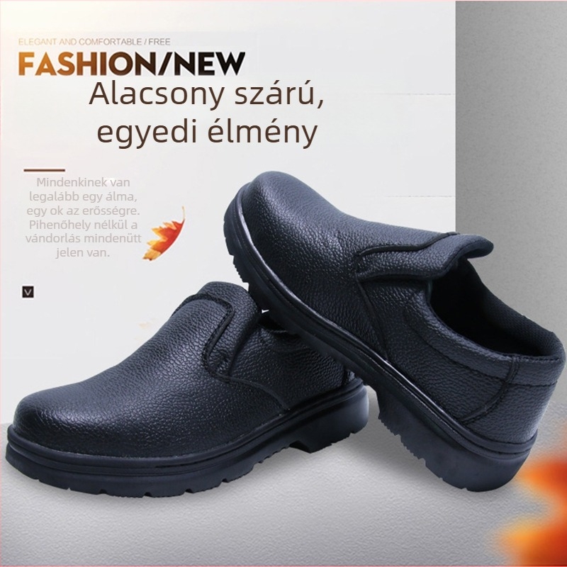 Férfi munkavédelmi cipő acélorrú, ütés- és áthatolás elleni védelemmel, könnyű slip-on munkacipő Ultrafilm bőrrel