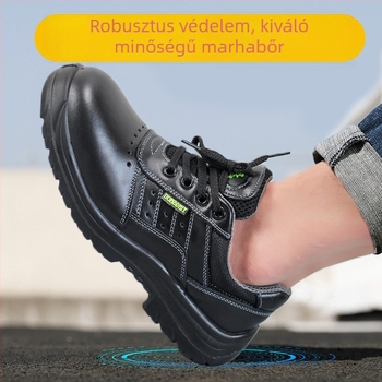 Bőr munkavédelmi cipő acél orral, lélegző, ütés- és perforációálló, foltálló és kopásálló