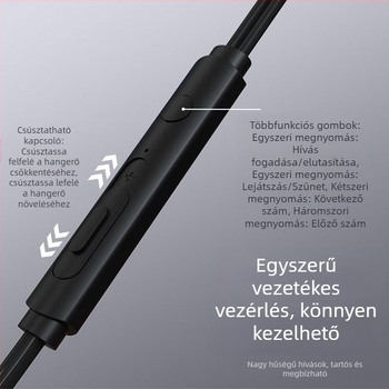 Vezetékes, in-ear fejhallgató, kiváló hangminőség, Type-C, digitális basszus, Huawei és Xiaomi kompatibilis