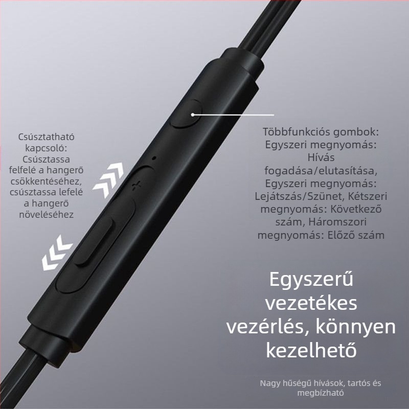 Vezetékes, in-ear fejhallgató, kiváló hangminőség, Type-C, digitális basszus, Huawei és Xiaomi kompatibilis