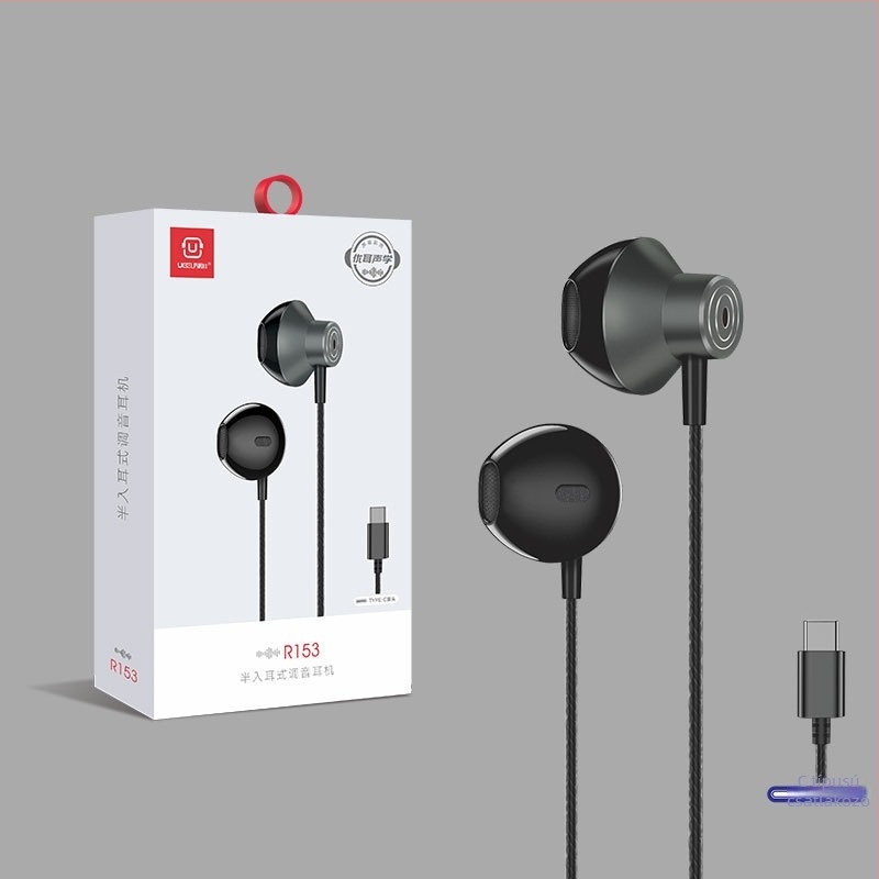 Vezetékes, in-ear fejhallgató, kiváló hangminőség, Type-C, digitális basszus, Huawei és Xiaomi kompatibilis