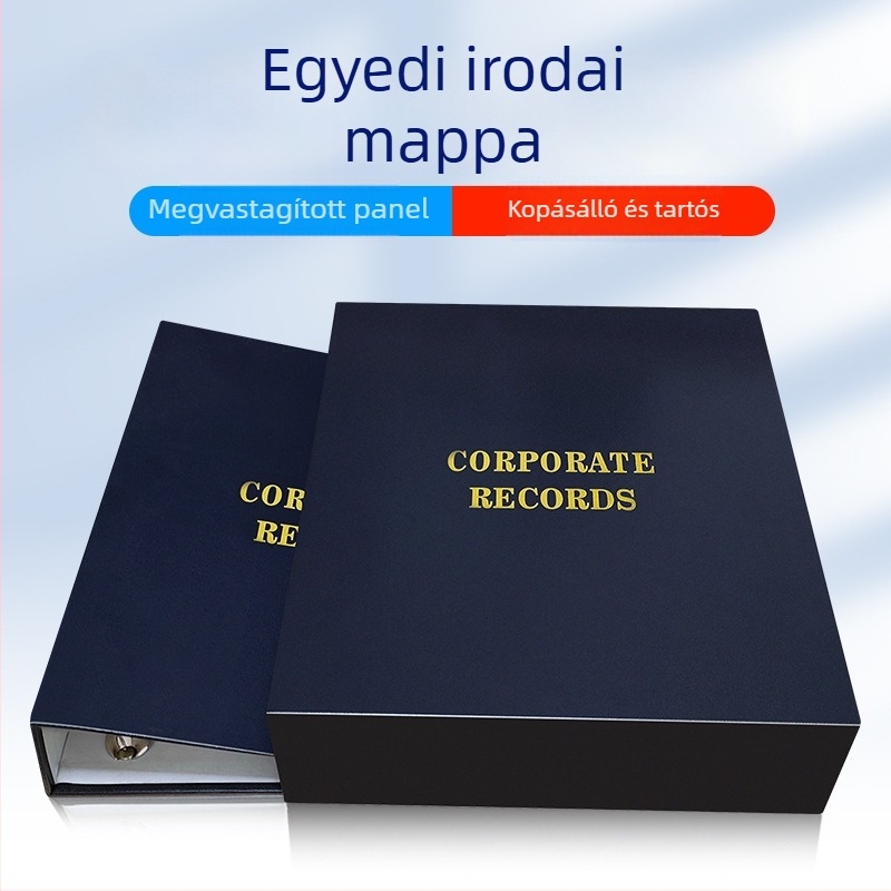 Xiongfeng XF-A01 Irodai fájl mappa és dokumentumtároló doboz, testreszabható, 31,5×27,5×8 cm, speciális papír, logó nyomtatva