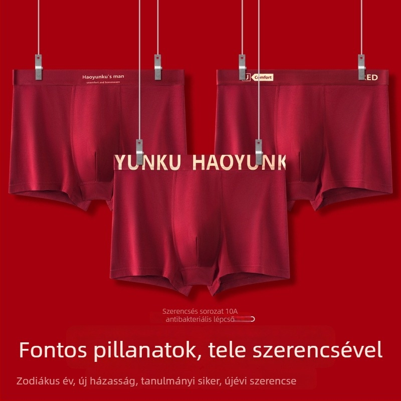 Férfi pamut boxeralsó, légáteresztő, minden évszakban viselhető, ajándékdoboza