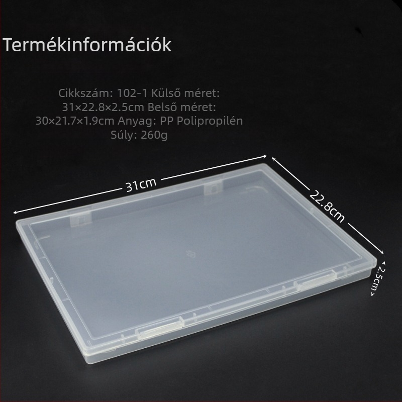 Átlátszó, téglalap alakú A4-es dokumentum- és mintatartó doboz AI chip wafer csomagoláshoz